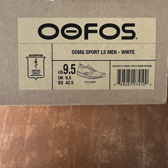 New OOFOS Men\'s OOmg Sport LS Low Recovery Supportive Cushion Shoe White US 9.5 main image 14